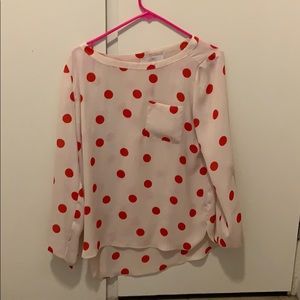 Anne Taylor loft beautiful polka dot blouse